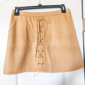 Tan Lace Up Skirt